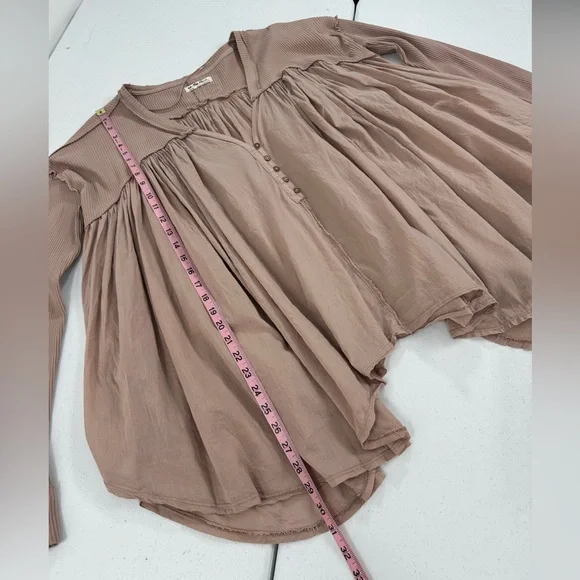 We The Free People Lyrical Tunic Button Front Blouse Flowy Soft Boho Indie Top M - Picture 7 of 11